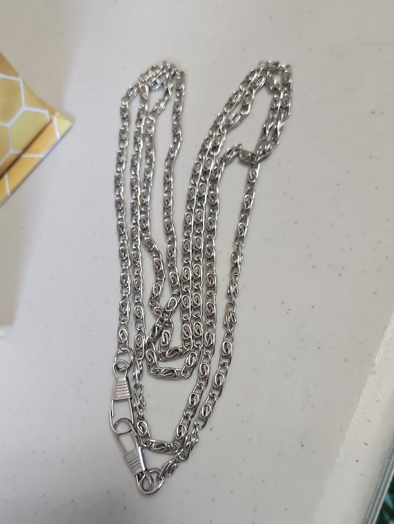 Long Silver Chain For Men Or Women Keys Belt Purse Necklace